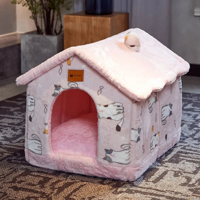 Foldable Winter Warm Dog House Kennel Bed Mat for Small to Medium Pets