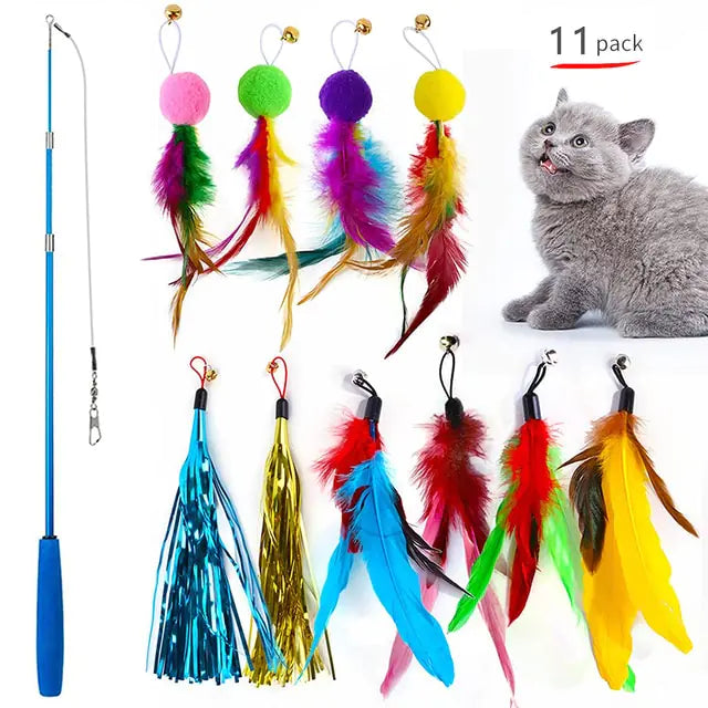 Retractable Cat Feather Toy for Indoor Cats